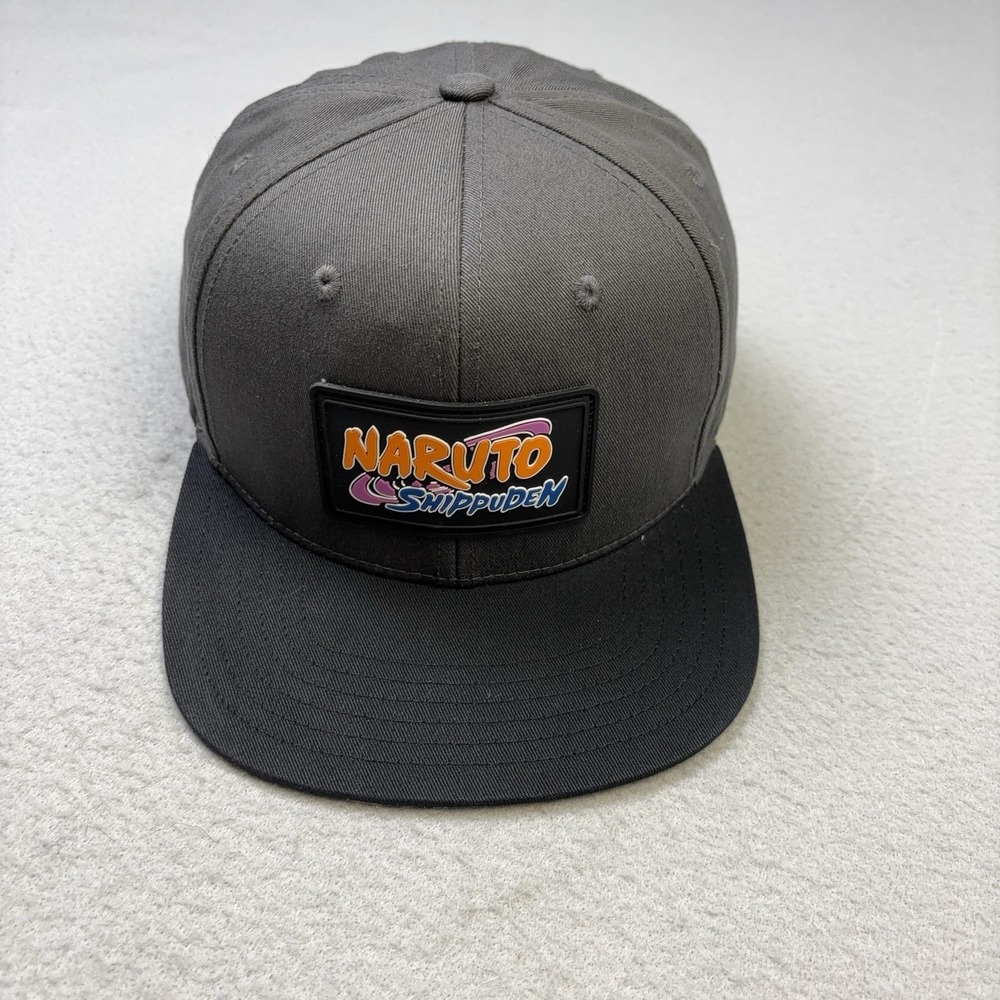 Naruto Shippuden Hat Cap Snap Back One Size Gray Anime Patch Mens Graphic